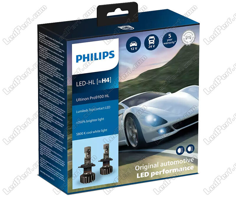2x Ampoules LED H4 Philips Ultinon 2200Lm 6200K 6000K - Cdiscount Auto