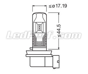 Ensemble des dimensions de l'ampoule LED H8 Osram LEDriving HL Easy pour antibrouillards