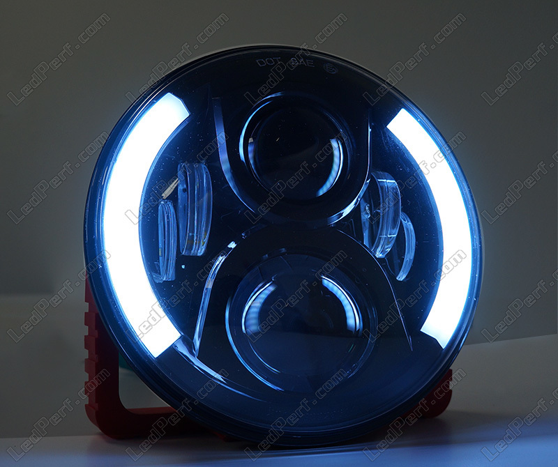 Tbest Phare LED Halo de Moto, Phare Rond de Moto de 7 Pouces, Feu