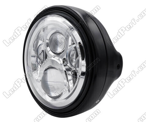 Exemple de Phare rond noir avec un optique LED chromé de Suzuki Marauder 250