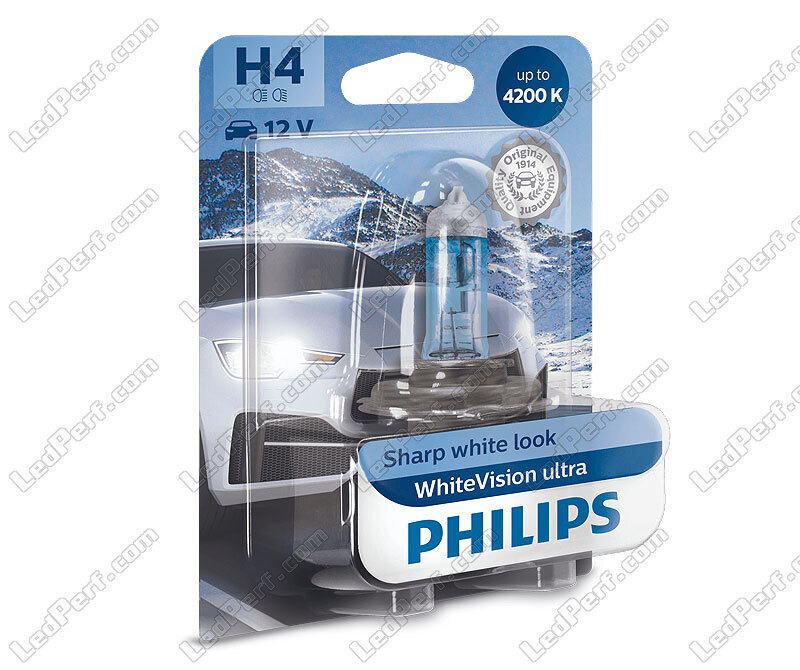 Ampoules H4 Lumière blanche Philips Whitevision Ultra