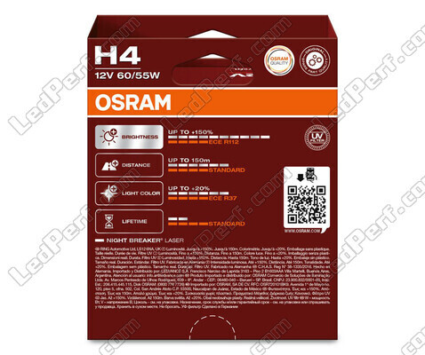 Pack de 2 Ampoules H4 Osram Night Breaker Laser +150% - 64193NL-2HB