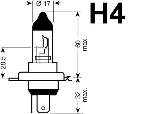 Ampoule halogène avec culot H4, 100/90W, 12V - Blanc 5500K