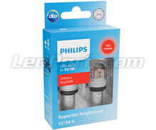 2x ampoules LED Philips P21W Ultinon PRO7000 - Rouge - BA15S - 12/24V