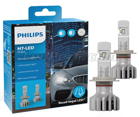 Philips Ultinon Pro6000 H7 LED Phare de moto homologué pour la circulation  routière + 230 % de lumière plus claire 5800 K en destockage et  reconditionné chez DealBurn