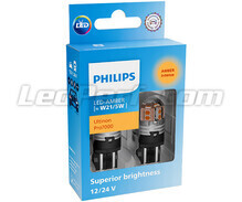 2x ampoules LED Philips WY21/5W Ultinon PRO7000 - Orange - T20 - 12/24V